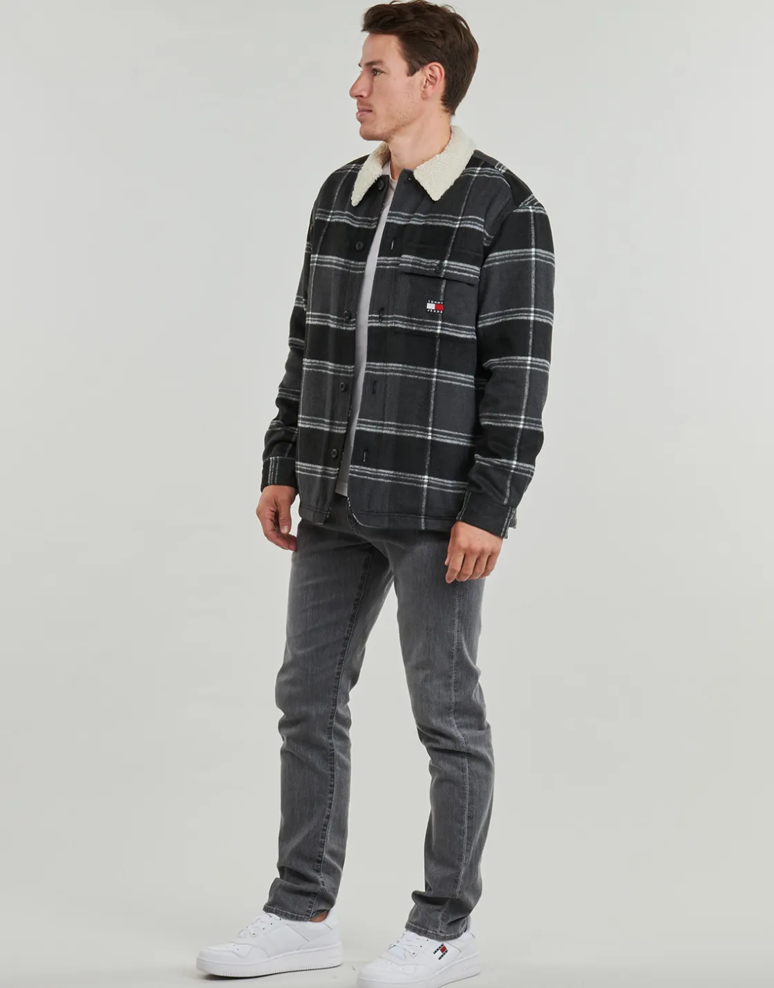 Tommy Jeans - TJM CHECK SHERPA OVERSHIRT EXT< Chemises