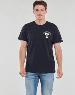 Tommy Jeans - TJM REG CURVED LETTERMAN TEE Marine Clearance