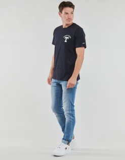 Tommy Jeans - TJM REG CURVED LETTERMAN TEE Marine Clearance