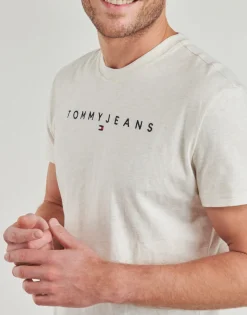 Tommy Jeans - TJM REG LINEAR LOGO TEE EXT Beige Best