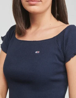 Tommy Jeans - TJW CROP RIB OFF SHOULDER TOP Marine Outlet