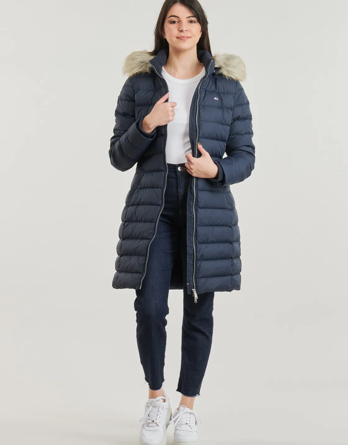 Tommy Jeans - TJW ESSENTIAL HOODED DOWN COAT Marine Hot