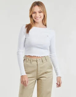 Tommy Jeans T-shirts & Polos^- TJW RUCHE RIB TOP LS