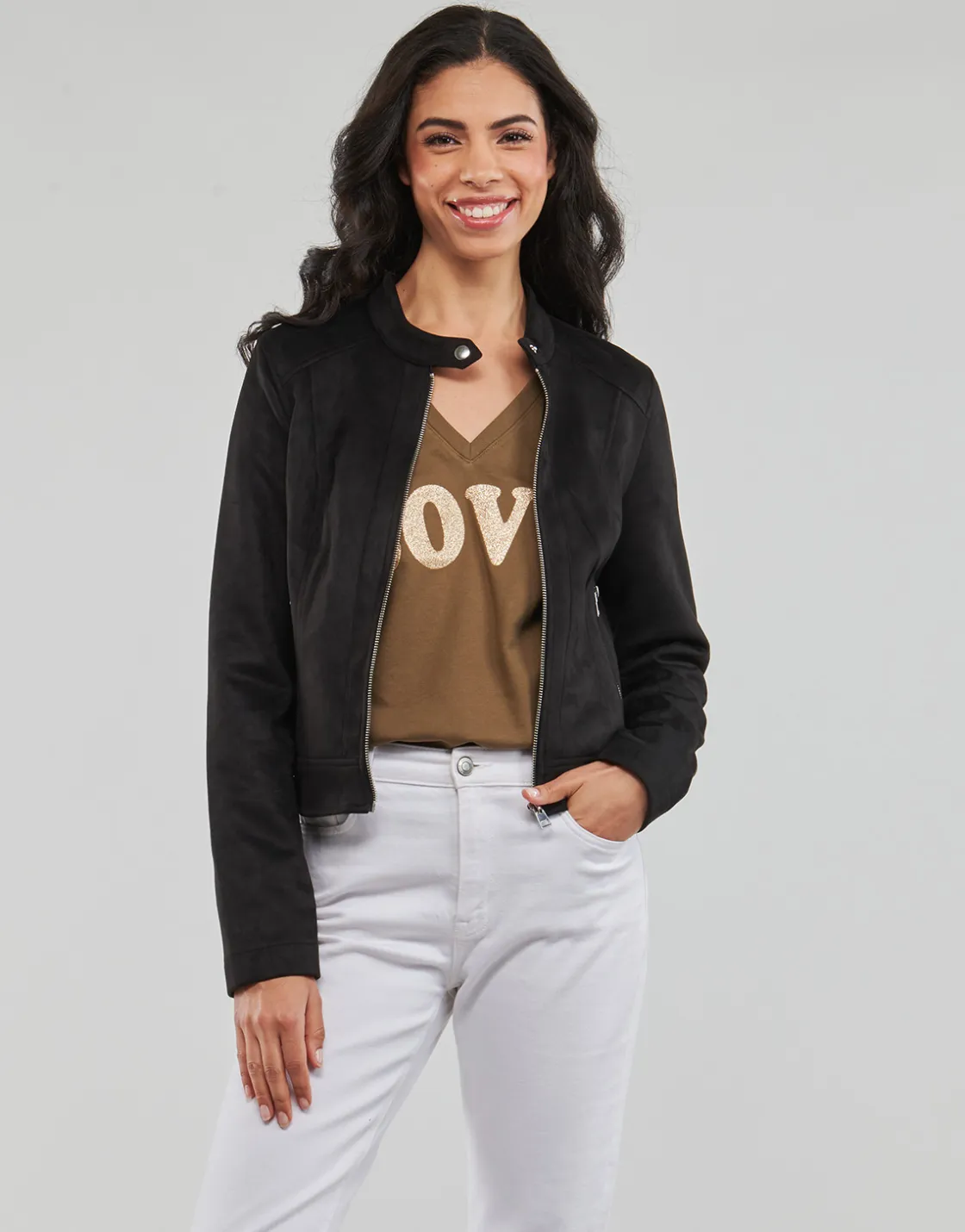 Vero Moda Vestes^- VMJOSE MARI SHORT FAUX SUEDE JACKET BOOS
