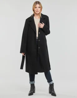Vila - VIPOKO LONG BELT COAT Noir Clearance